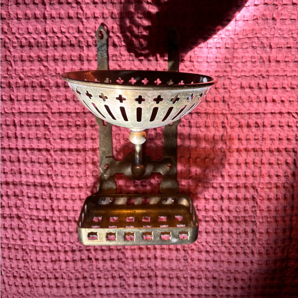 Vintage brass soap and sponge holder